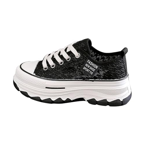 Zapatillas Ligeras Zapatillas Mujer Elegantes Zapatos Casuales De para Mujer De Lona con Detalle 4 Cm Altura para Caminar En Negro O Transpirables (Black 35)