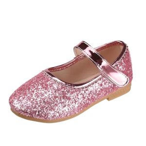 QUNUNOIRE -Zapatos Princesa Glitterate para Niña, Zapatos Cosplay con Lentejuelas Elegantes para Fiesta Ceremonia Rosa 27