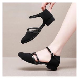 LOVSSU Zapatos De Baile Latino Zapatos de Baile Latino for Mujer, de salón, Negros, for Salsa, tacón bajo de 3,5 cm, for Samba y Tango, Suela Blanda for Fiesta. para Mujer(43)