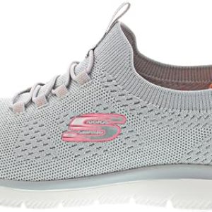Skechers Summits, Zapatillas Mujer, Gray Knit Pink Coral Trim, 43 EU