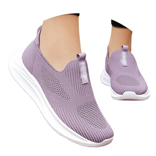Genérico Zapatillas para Andar Mujer Zapatillas Deporte Zapatos Casuales de,Transpirables,con Bordados Y Tejidos Voladores para Mujer. Casual Sneakers Deportivas Deporte (Purple,39)
