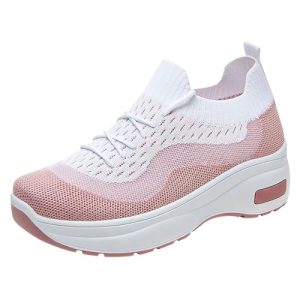 Genérico Zapatillas Mujer Running Anchas Zapatos Deportivos Zapatos Informales Tejidos Transpirables para Caminar Sin Cordones Mujer Deportivas Deportivas Bambas Casual Tenis de (Pink,41)