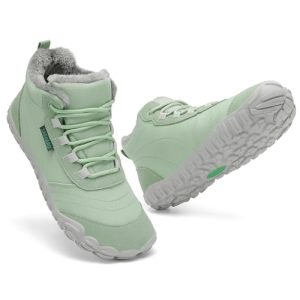 SAGUARO Mujer Invierno Barefoot Botines Cálido Botas Nieve Impermeable Zapatos Invierno Calzado Minimalista, para Uso Diario, Senderismo, Montaña, Trekking Verde, Gr.38
