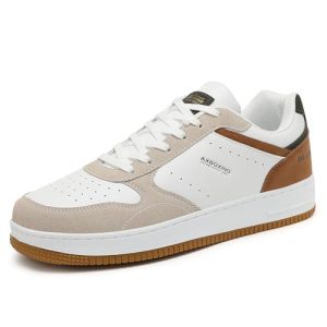 AX BOXING Zapatillas Hombre Casual Moda Sneakers Zapatillas Vestir Zapatos Cómodos Zapatillas Deporte Hombre Tamaño 41-46 EU(Marrón Blanco, 42 EU)