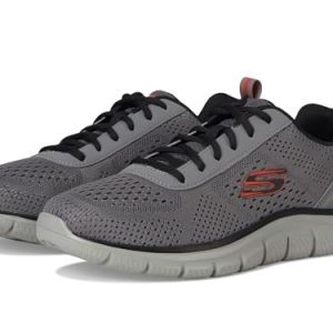 Skechers Men’s Track-leshur Sneaker, Gris/Naranja, 41 EU