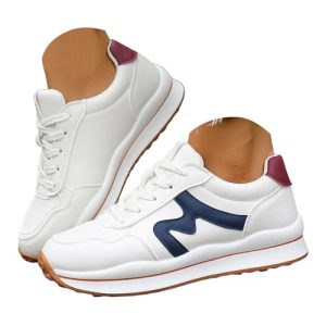 Zapatos Casuales De Las Mujeres con Plantillas De Memory Cuero AtléTico Zapato Caminar con Estilo Zapatillas Deporte Ligeras Antideslizantes Zapatillas Deporte Transpirables (Blue, 37)