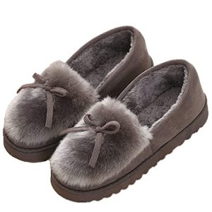 Mujer Zapatillas de Estar Invierno casa Cerradas Calienta con Comodidad Pantuflas,Gris-D,37 EU