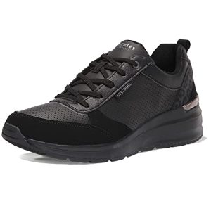Skechers Billion Subtle Spots, Zapatillas Mujer, Black Dura Leather Black Leopard Trim, 38 EU