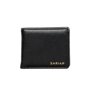 SARIAP Cartera Hombre Marrón con Monedero, 5 Ranuras, Bloqueo RFID, Billetera Efecto Piel + Llavero a Juego | Regalo Original para Hombre (Negro 5 Ranuras)