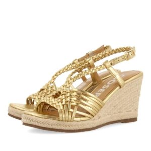 GIOSEPPO Sandalias Doradas DE Piel con Tiras Y CUÑA Alta DE Yute para Mujer Glide