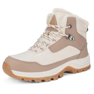 Mishansha Botas Mujer Invierno Cálidos Zapatos Senderismo Antideslizante Botines de Montaña Beige 41