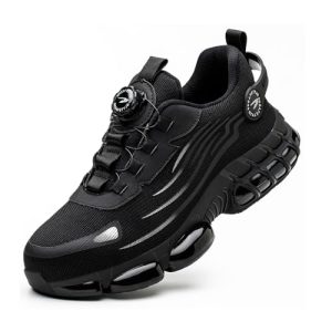 Zapatos de Seguridad para Hombre Mujer Zapatillas Ligeros Calzado Trabajo Comodo Antideslizante con Puntera de Acero Black 42 EU