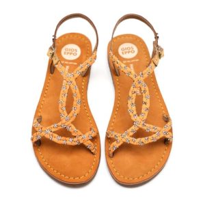 Gioseppo| Sandalias planas piel WENHAM| Plantilla acolchada| Cierre hebilla mujer||Mostaza|Talla 35