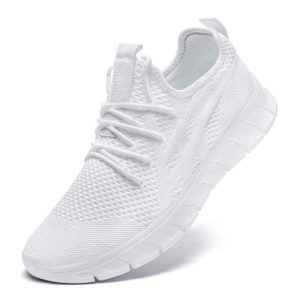LANGFEUU Zapatillas Deportivas de Ocio para Hombres cómodas y Transpirables Zapatillas de Fitness Trotar Entrenamiento de Tenis Voleibol Moda Ligera Blanco EU 44