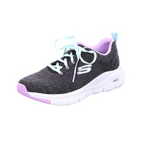 Skechers Arch Fit Comfy Wave, Zapatillas Mujer, Black Knit/Lavender Trim, 38 Eu