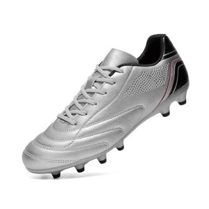 HaloTeam Zapatos de Fútbol Hombres Spike Zapatillas de Deporte Atletismo Profesionales Training Botas de Fútbol,Gris,EU 45