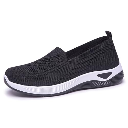 Zapatillas Mujer Verano Comodas Zapatillas Ortopedicas Mujer Zapatos para Caminar Ortopedicos con Malla Calzado Verano Casual Ligero Transpirable Zapatos Modas ParaSenderismo Negro 1 38