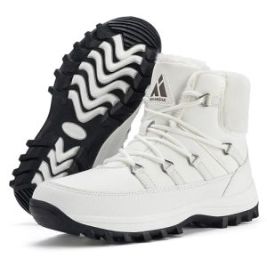 Mishansha Botas de Nieve Mujer Forradas Calentitas Zapatos de Invierno Botines, Blanco 39