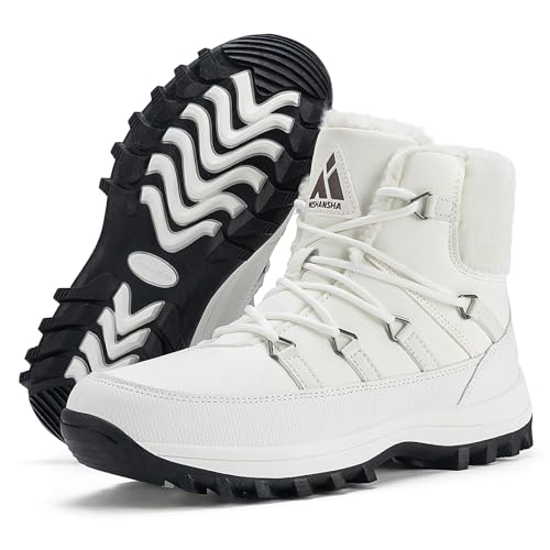 Mishansha Botas de Nieve Mujer Forradas Calentitas Zapatos de Invierno Botines, Blanco 39