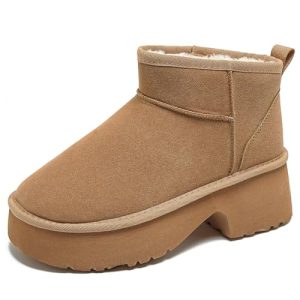 Mishansha Botas para Mujer Invierno Calientes Botines de Tacón Grueso, Khaki 38