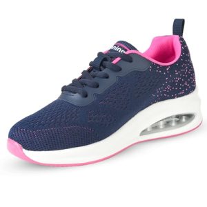 Mioceko Zapatillas de correr con amortiguación de aire para mujer, con cordones, soporte de arco para caminar, Rosa azul marino, 40 EU