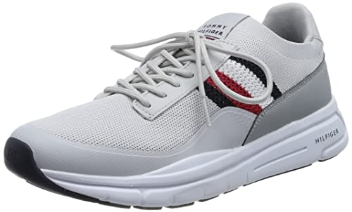 Tommy Hilfiger Hombre Sneaker Running Premium Lightweight Runner Knit Zapatillas Deportivas, Beige (Light Cast), 40 EU