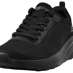 Skechers Bobs Squad Chaos Face Off, Zapatillas de Deporte Mujer, Black Engineered Knit Trim, 36 EU