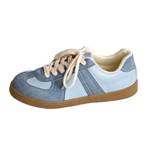 Genérico Deporte Planas Las Mujeres con Estilo Color Bloqueado Zapatos Casuales Memory Y Antideslizante Zapato De Deporte CóModo Apoyo Ligero del Cuero Zapato Caminata (Blue, 39)
