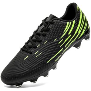 DimaiGlobal Botas de Fútbol Hombre Zapatos de Fútbol con Tacos Altos para Césped Natural e Indoor Antideslizantes para Entrenamiento y Fútbol Sala Zapatillas de Fútbol 41EU Negro/Verde