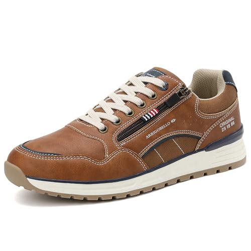 ARRIGO BELLO Zapatillas Hombre Zapatos Vestir Casual Deportivas Transpirables Gimnasio Correr Sneakers Talla 41-46(B Marrón,Numeric_44)