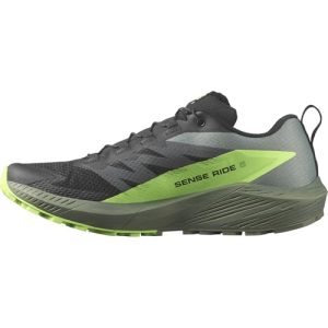 SALOMON Sense Ride 5, Zapatillas de trail running Hombre, Black Laurel Wreath Green Gecko, 47 1/3 EU