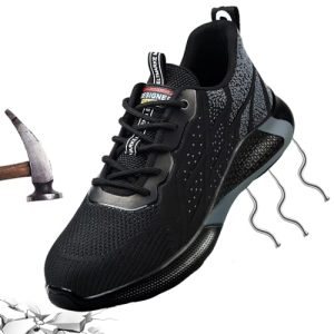 Zapatos de Trabajo Hombre Mujer Tenis de Seguridad 43 con Puntera de Acero Deportivo Comodas Sneakers de Industria y Construcción para Verano Negro 226