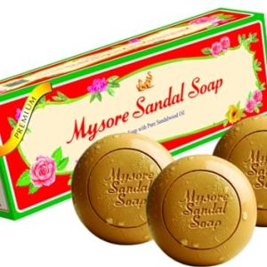 Jabón ayurvédico Mysore de aceite de sándalo natural puro, 3 barras de 150 g en 1 paquete de regalo