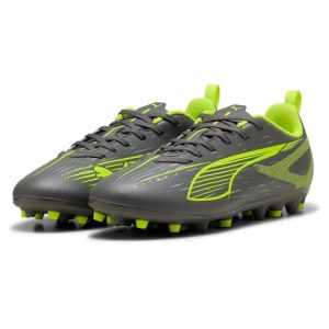 PUMA – Ultra 5 Play MG JR, Zapatillas de fútbol Unisexo, Matte Aged Silver-Yellow Alert-PUMA Aged Silver,