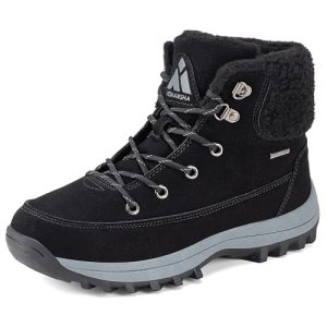 Mishansha Botas Mujer Invierno Cálidas Forradas Antideslizantes Comoda Botines de Nieve Trekking Senderismo Outdoor Negro EU 38