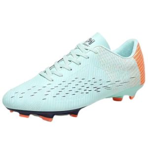 LECYGNB Zapatillas de Fútbol para Hombre Spike Profesionales Atletismo Entrenamiento Ligero Zapatillas de Deporte Turf Trainers Antideslizantes Botas de Fútbol Turquesa EU 39