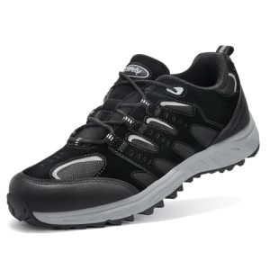 Kricely Zapatos de Senderismo Hombres Zapatillas Trekking Zapatilla Trail Running Botas de montaña Bajo Zapatillas de Camping Calzado Deportivas Ligeras Transpirable al Aire Libre (Negro 42)