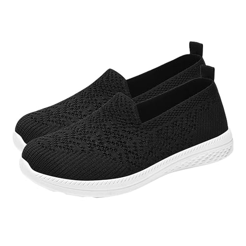 Genérico Zapatillas Sin Cordones Mujer Cómodos Ortopédicas Zapatos Casuales de Punto Profundos de Malla Transpirable,Y Cómodos Verano para Mujer ó Y Ligeros Deportivas Deportivas (Black,36)