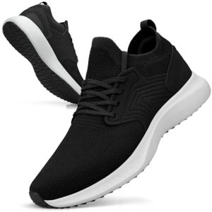 Giniros Zapatillas Running Hombre Zapatillas de Deportivas Bambas Sneakers Correr Jogging Caminar Gimnasio Fitness Tenis Trabajo Ligeros Transpirables Zapatillas Deporte Negro Blanco 41 EU