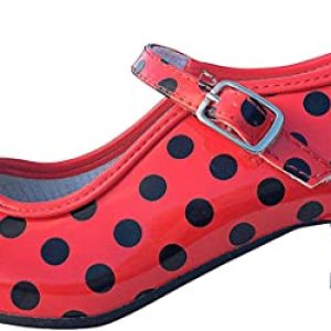 Dysmad Costumizate! Zapatos de Baile Flamenco con Diferentes Tallas Desde niña a Mujer. Precioso Color Rojo con Lunares Negros Talla 31