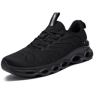 URDAR Zapatillas Running Hombre Jogging Fitness Sneakers Ligeros Transpirables Zapatillas Hombre(Negro,44EU)