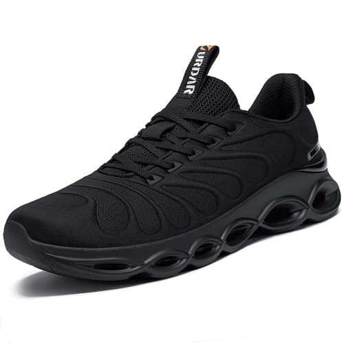 URDAR Zapatillas Running Hombre Jogging Fitness Sneakers Ligeros Transpirables Zapatillas Hombre(Negro,44EU)