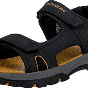 Skechers TRESMEN HIRANO, Sandalias de Punta Descubierta para Hombre, Black Synthetic, 44 EU
