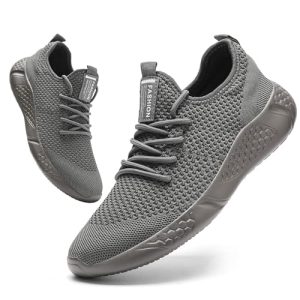 BUBUDENG Zapatillas de Deporte Hombres Running Zapatos para Correr Gimnasio Sneakers Deportivas Padel Transpirables Casual Montaña Gris EU45
