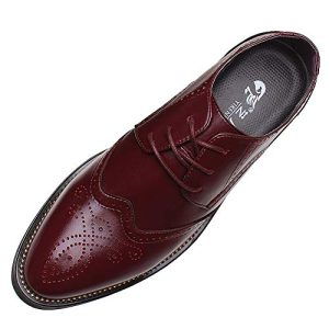 ANUFER Hombres Inteligente Punta Puntiaguda Zapatos de Vestir con Cordones Formal Negocios Boda Brogues Borgoña P110 EU43