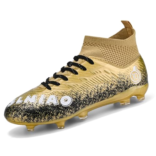 Unitysow Astro Turf - Botas de fútbol para hombre, zapatillas de fútbol al aire libre, para niños y adolescentes, zapatillas de fútbol profesionales, dorado 1, 38/38.5 EU