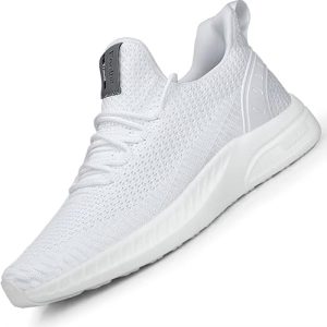Feethit Zapatillas de Running para Hombre Transpirables Running Zapatos para Correr Gimnasio Deportives Transpirables Seguridad Atlético Trekking Blanco 42