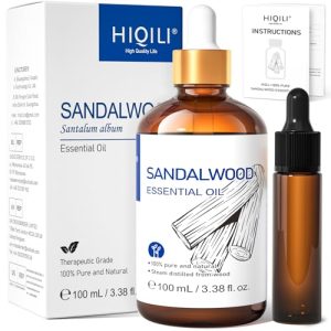 HIQILI Aceites Esenciales De Sándalo 100ML, Aroma Duradero Para Perfumes, Difusores, Fabricación De Jabones Y Velas – 3,38 fl oz