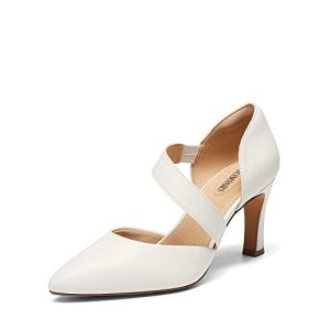 DREAM PAIRS Zapatos de Tacón Alto Clásicos Mujer Zapatos de Salón PU con Correa de Empeine,Size 37,Blanco-PU,SDPU2350W