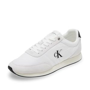DESCUENTO: Calvin Klein Runner Sneaker Hombre Retro Mix con Logotipo, Blanco , 40 en promoción